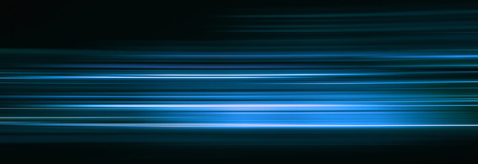 Wall Mural - Abstract blue light trails in the dark, motion blur effect