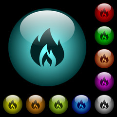 Poster - Flame icons in color illuminated glass buttons