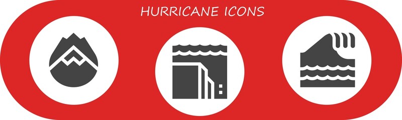 Canvas Print - Vector icons pack of 3 filled hurricane icons