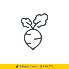 Radish Icon / Vector - In Line / Stroke Design