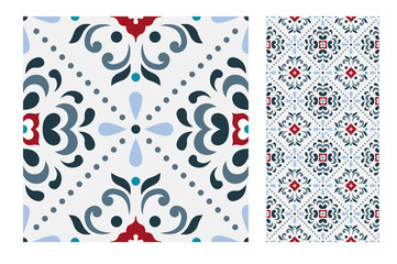 Wall Mural - tiles Portuguese patterns antique seamless design in Vector illustration vintage
