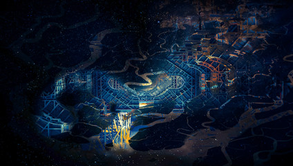 Wall Mural - futuristic design in the form of a space design structure in galaxy. the elements of this image furn