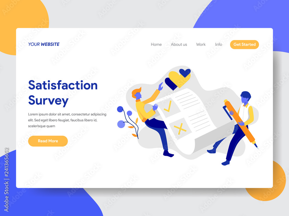 Landing page template of Satisfaction Survey Concept. Modern flat ...