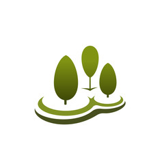 Sticker - Three green trees vector icon