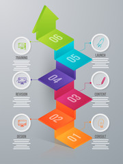 Wall Mural - six levels arrow infographic element in 3d for business or corporate sector.