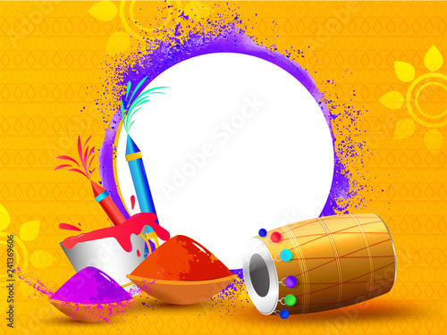 Festival Elements Illustration On Orange Background With Space For