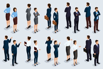 Wall Mural - Isometric Set Businessmen and Businesswomen