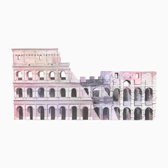 Poster - The Roman Colosseum in Rome watercolor illustration