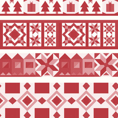 Poster - Red Christmas tiles geometrical design vector