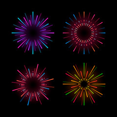Wall Mural - set of firework explosion vectors