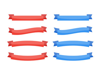 Wall Mural - set of red ribbons. vector banner and bow background