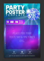 Wall Mural - template for party poster with sample text in separate layer