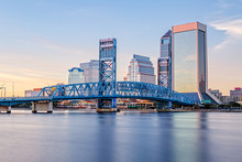 Skyline Of Jacksonville, FL And Main Street Bridge