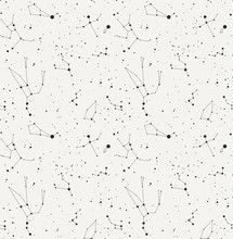 Star Constellation Seamless Black White Vector Pattern
