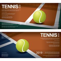 Wall Mural - 2 Banner Tennis Championship Poster Vector illustration