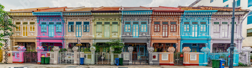 Wide panorama image of Colorful Peranakan House at Katong, Singapore Wallpaper Mural
