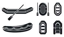 River Inflatable Boat Icon Set. Simple Set Of River Inflatable Boat Vector Icons For Web Design On White Background