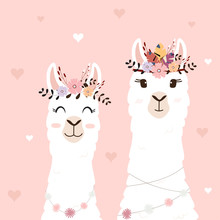 Cute Llamas For Wedding Invitation.