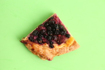 delicious piece of strawberry and blueberry pie