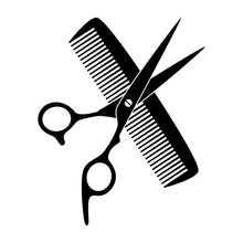 Schere, Kamm, Friseur, Icon, Logo