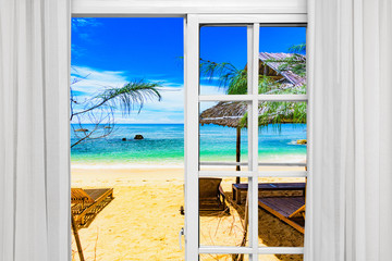 Wall Mural - Ocean view window paradise