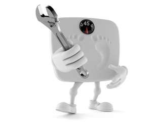 Wall Mural - Weight scale character holding adjustable wrench