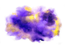 Abstract Purple And Yellow Watercolor On White Background, Abstract Watercolor Background, Vector Illustration