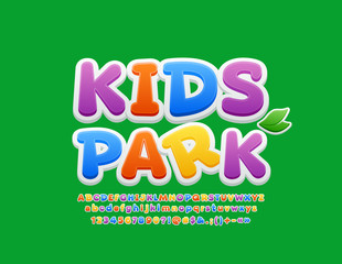 Wall Mural - Vector colorful modern poster Kids Park. Bright funny Font. Playful Alphabet Letters, Numbers and Symbols for Children.