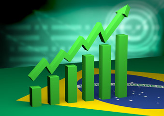 graph in bars with arrow indicating economic growth in Brazil. New Brazilian government