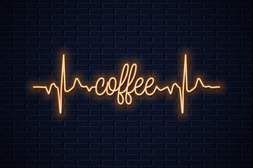 Poster - coffee neon concept design on wall background