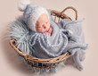 Baby sleeping in basket