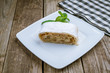 Apple strudel on a white plate
