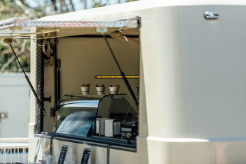 Wall Mural - Open window of a food truck without people