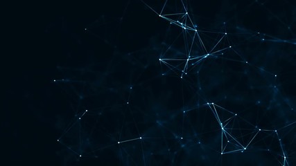Abstract plexus geometrical shapes.Connection and web concept.digital,communication and technology network background with moving lines and dots. Animation of seamless loop.4k