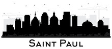 Saint Paul Minnesota City Skyline Silhouette With Black Buildings Isolated On White.