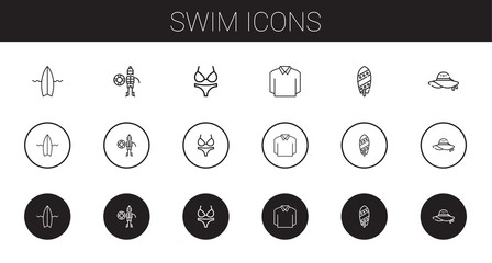 Wall Mural - swim icons set