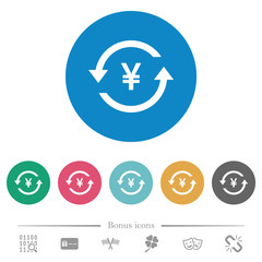 Poster - Yen pay back flat round icons