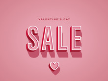 Valentine Day Sale Promotional Vector Banner Or Poster With Vintage Retro Typography.