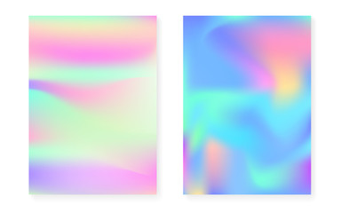 Wall Mural - holographic gradient background set with hologram cover. 90s, 80s retro style. iridescent graphic te