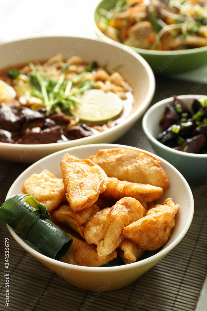 Assortment of Chinese food on table