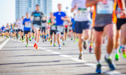 marathon runners in the city
