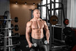 © Pixel-Shot - Muscular man training with dumbbells in gym