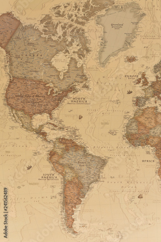 Fotografia Ancient geographic map the Americas with names of the countries