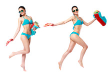 Collage Two Sexy Women In Bikini