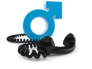 Poster - Male gender with telephone handset