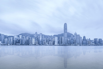 Canvas Print - Modern business center with white color in Hong Kong 