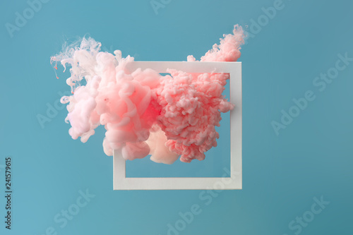 Cuadros en Lienzo Abstract pastel pink color paint with pastel blue background