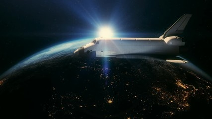 Wall Mural - space shuttle in orbit above earth
