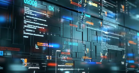 Programming code. Digital background. Binary coding.Typing computer code. UHD