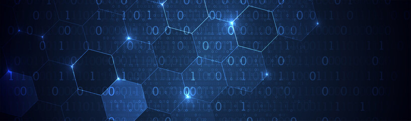 Fototapete - Technology background. Big data concept. Binary computer code.  Vector illustration.